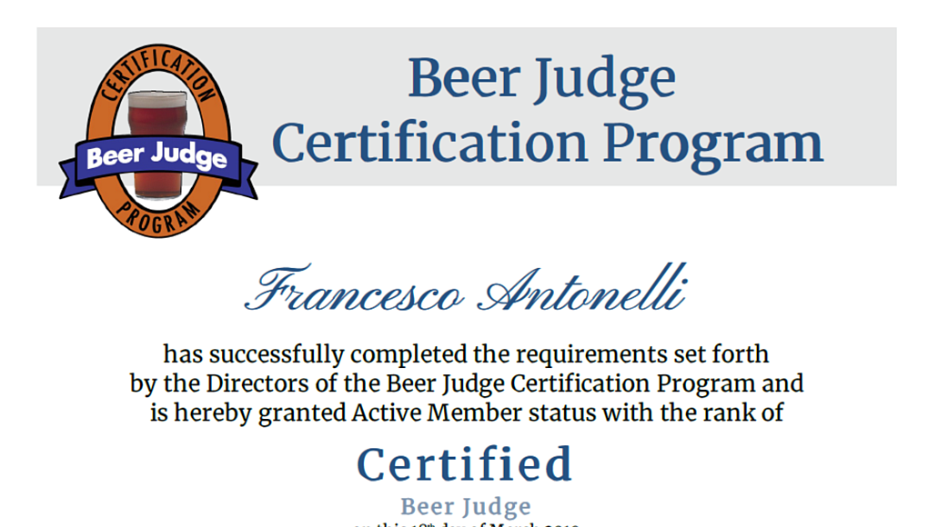 Antonelli Francesco BJCP Certified
