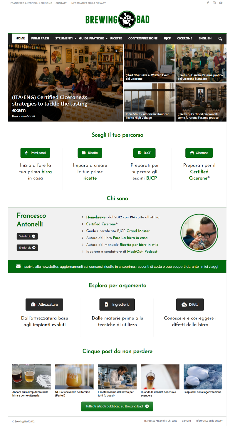 La nuova Home Page di Brewing Bad (settembre 2026)